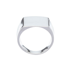 Engraved Love Corners Square Silver Signet Ring - Brighton Silver