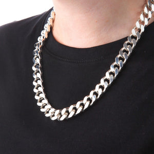 11.5mm Square-Edged Chunky Silver Curb Chain - Brighton Silver