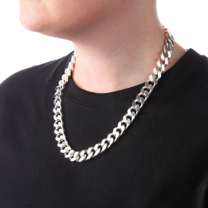 11.5mm Square-Edged Chunky Silver Curb Chain - Brighton Silver