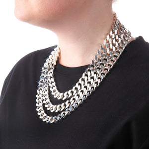 11.5mm Square-Edged Chunky Silver Curb Chain - Brighton Silver