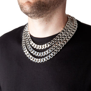 11.5mm Square-Edged Chunky Silver Curb Chain - Brighton Silver