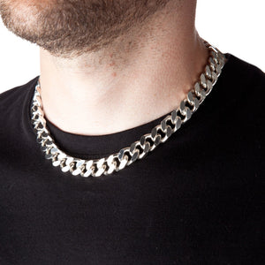 11.5mm Square-Edged Chunky Silver Curb Chain - Brighton Silver