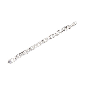 11mm Anchor Square-Cut Oval Silver Belcher Chain Bracelet