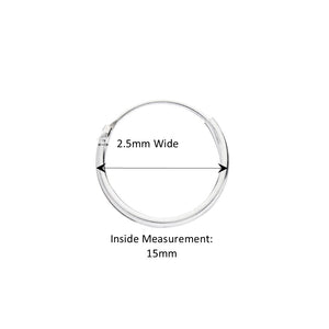 £12 Silver 2.5mm Thin Hoops - Brighton Silver