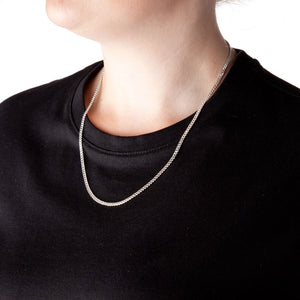 3mm Round-Edged Silver Cuban Curb Pendant Chain - Brighton Silver
