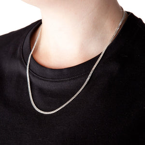 3mm Round-Edged Silver Cuban Curb Pendant Chain - Brighton Silver