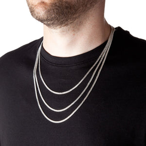 3mm Round-Edged Silver Cuban Curb Pendant Chain - Brighton Silver