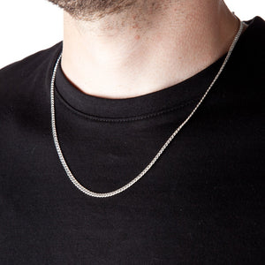 3mm Round-Edged Silver Cuban Curb Pendant Chain - Brighton Silver