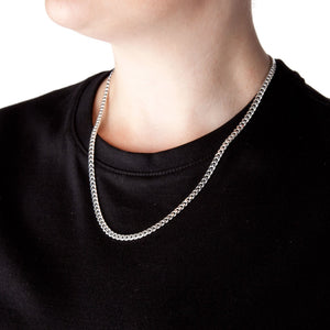 4.5mm Round-Edged Silver Cuban Curb Chain - Brighton Silver