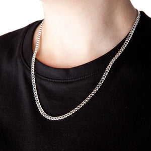 4.5mm Round-Edged Silver Cuban Curb Chain - Brighton Silver