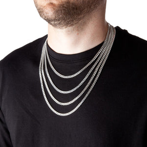 4.5mm Round-Edged Silver Cuban Curb Chain - Brighton Silver