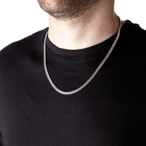 4.5mm Round-Edged Silver Cuban Curb Chain - Brighton Silver