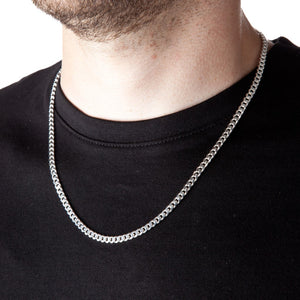 4.5mm Round-Edged Silver Cuban Curb Chain - Brighton Silver