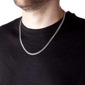 4.5mm Round-Edged Silver Cuban Curb Chain - Brighton Silver