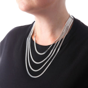 4mm Square-Edged Chunky Silver Curb Chain- Brighton Silver