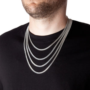 4mm Square-Edged Chunky Silver Curb Chain- Brighton Silver