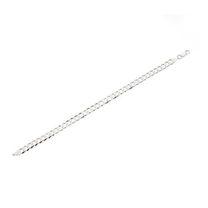 5.5mm Round-Edged Silver Cuban Curb Chain Bracelet