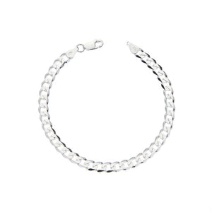 5.5mm Round-Edged Silver Cuban Curb Chain Bracelet