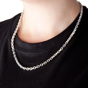 5mm Anchor Square-Cut Oval Silver Belcher Chain - Brighton Silver