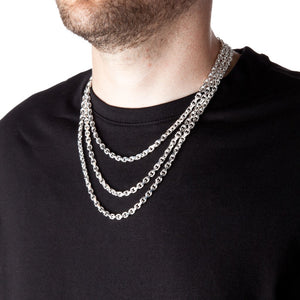 5mm Anchor Square-Cut Oval Silver Belcher Chain - Brighton Silver