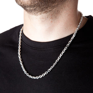 5mm Anchor Square-Cut Oval Silver Belcher Chain - Brighton Silver