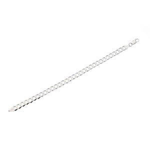 6.5mm Round-Edged Silver Cuban Curb Chain Bracelet