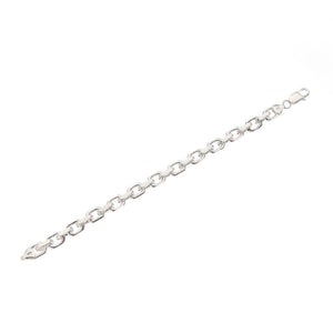 7.5mm Anchor Square-Cut Oval Silver Belcher Chain Bracelet