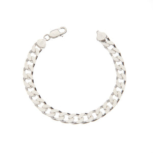 8mm Square-Edged Chunky Silver Curb Chain Bracelet