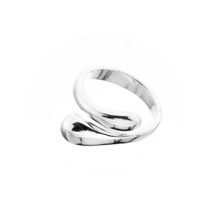 Adjustable Silver Double Droplet Ring - Brighton Silver