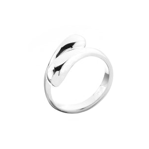 Adjustable Silver Double Droplet Ring - Brighton Silver