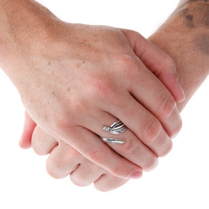 Adjustable Silver Feather Ring On Hand - Brighton Silver