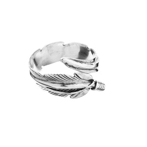 Adjustable Silver Feather Ring - Brighton Silver