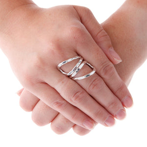 Adjustable Silver Loop Ring On Hand - Brighton Silver