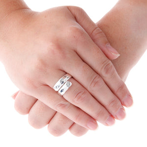 Adjustable Silver Narrow Hammered Crossover Ring On Hand - Brighton Silver