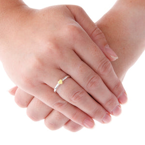 Brass Heart Silver Stacking Ring On Hand - Brighton Silver