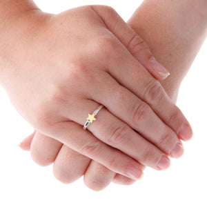 Brass Star Silver Stacking Ring On Hand - Brighton Silver