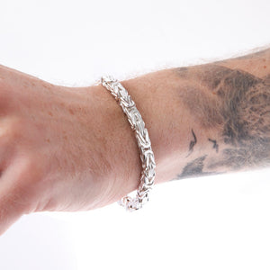 Chunky Silver Byzantine Box Link Bracelet On Hand - Brighton Silver