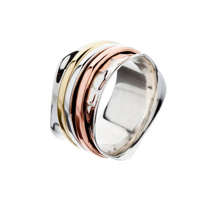 Des Tri-Colour Silver Spinning Ring - Brighton Silver