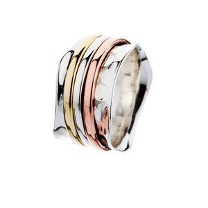 Des Tri-Colour Silver Spinning Ring - Brighton Silver