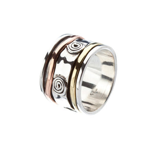 Des Tri-Colour Silver Swirl Spinning Ring - Brighton Silver