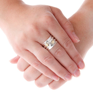 Des Two Brass Hearts Silver Spinning Ring On Hand - Brighton Silver