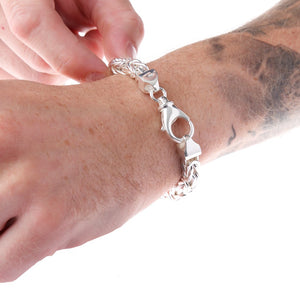 Extra Chunky Silver Byzantine Box Link Bracelet On Hand - Brighton Silver