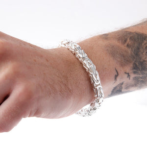 Extra Chunky Silver Byzantine Box Link Bracelet On Hand - Brighton Silver