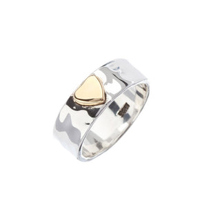 Flat Brass Heart Silver Ring - Brighton Silver