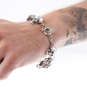 Large Silver Skull Bracelet - Brighton Silver