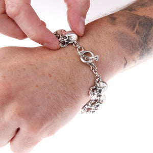 Large Silver Skull Bracelet - Brighton Silver