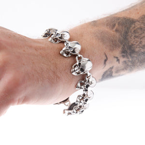 Large Silver Skull Bracelet - Brighton Silver