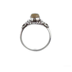 Stone Set Labradorite Silver Heart Detail Ring - Brighton Silver