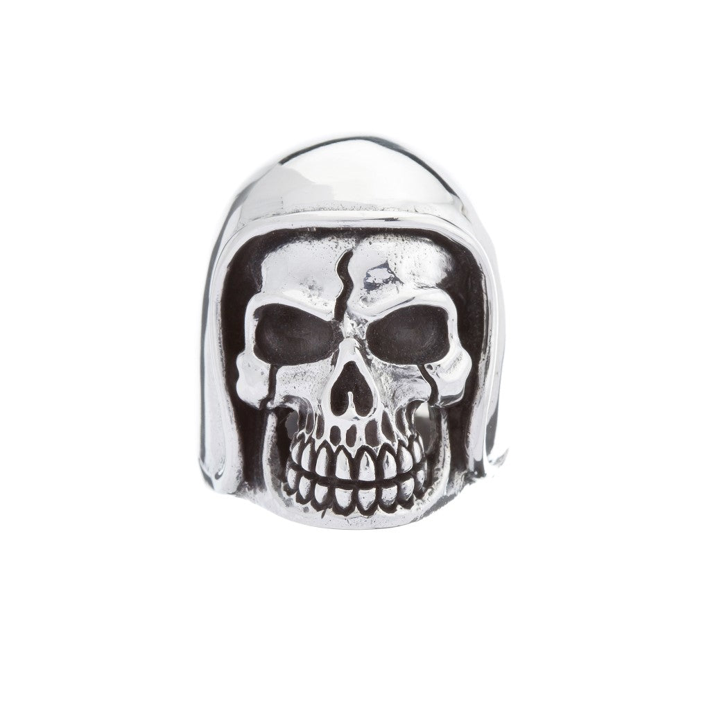Large Silver Skull Helmet Ring - Brighton Silver