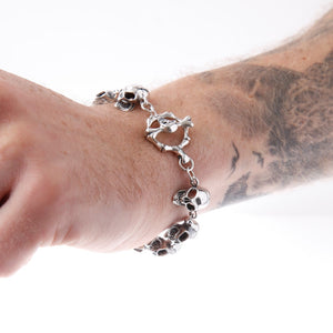 Medium Silver Skull Bracelet - Brighton Silver